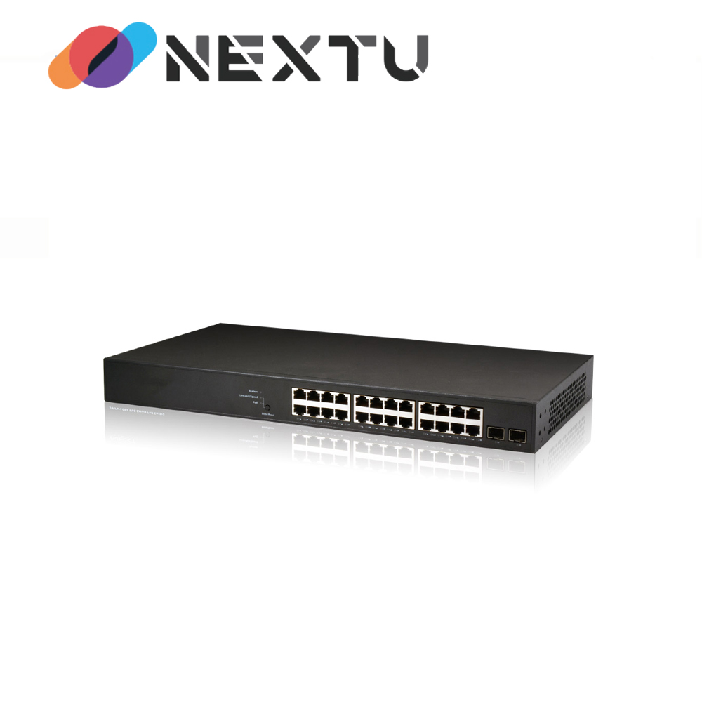 NEXT-POE2424SFP-380 24포트 10/100/1000Mbps 24포트 FULL POE스위치(380W) + 2SFP / 802.11af/at규격지원, IPv6프로토콜, 그린이더넷지원